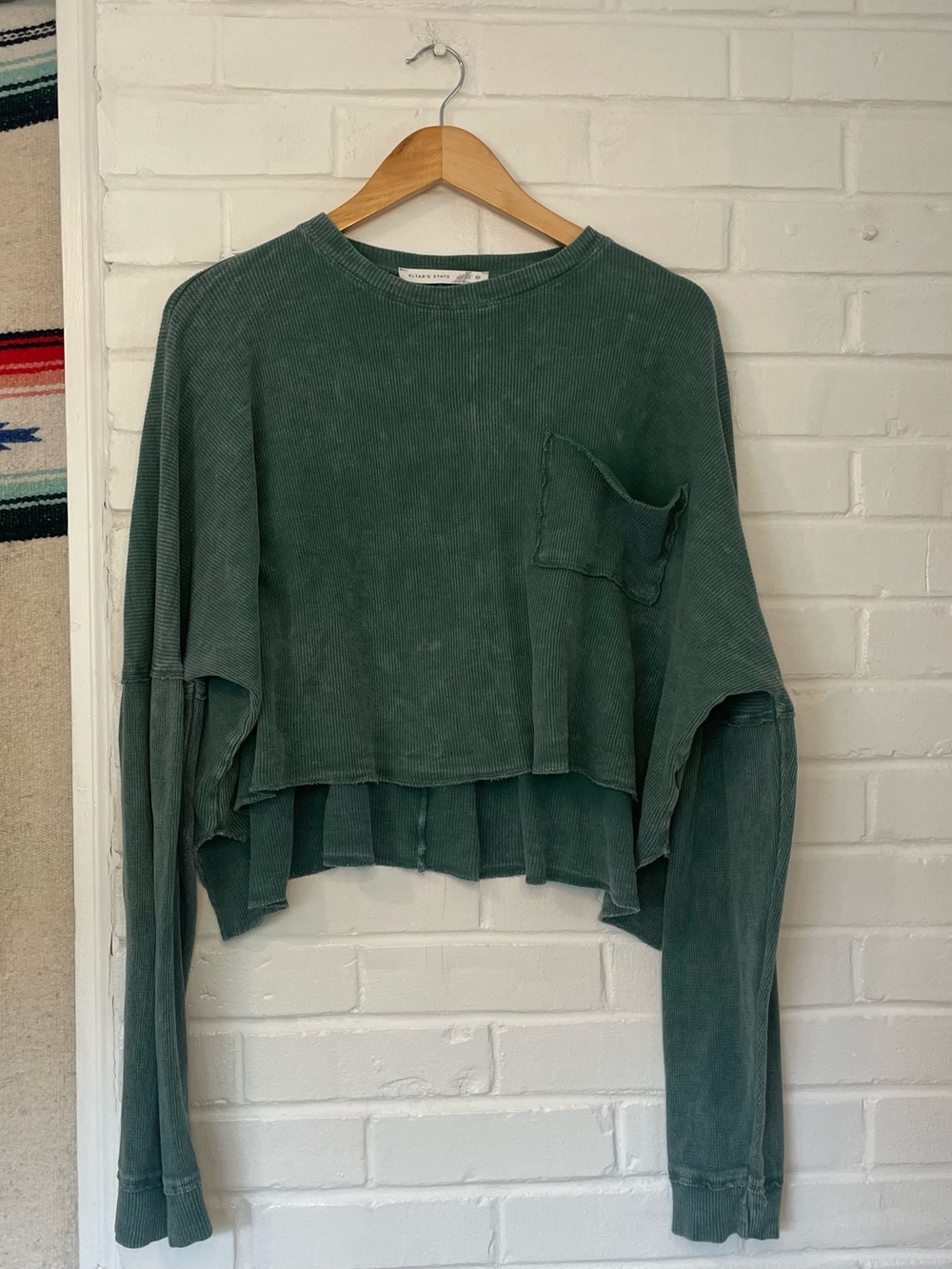 Altar'd State Oversized Ribbed LS Cotton Top Size Medium Boho Cottage